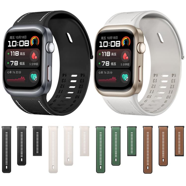 For Huawei Watch D2 Hybrid Silicone Leather Watch Band(Dark Green) by bashfashion