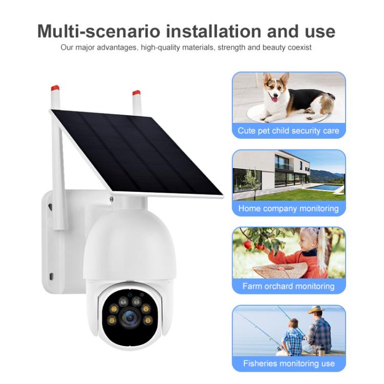 1080P Outdoor Low Power Solar Panel HD WiFi Surveillance Camera, with Battery(White) by bashfashion