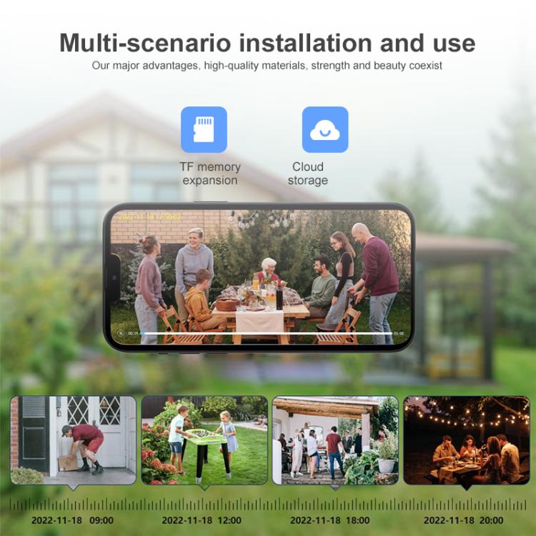 1080P Outdoor Low Power Solar Panel HD WiFi Surveillance Camera, with Battery(White) by bashfashion