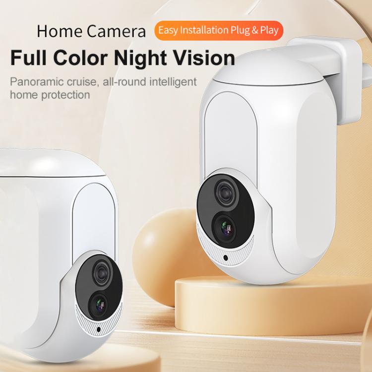 Home Socket Type WiFi Surveillance Camera Support Night Vision & Two-way Intercom, US Plug(White) by bashfashion