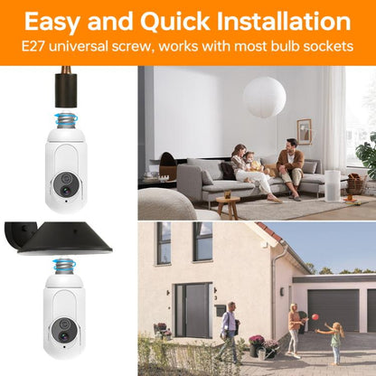 1080P Bulb Type WiFi Surveillance Camera Support Night Vision & Two-way Intercom & Motion Detection(White) by bashfashion