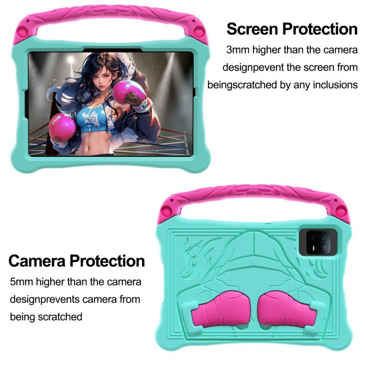 For Samsung Galaxy Tab S9 Boxing Series Kickstand EVA Shockproof Tablet Case with Shoulder Strap(Mint Rose Red) by bashfashion