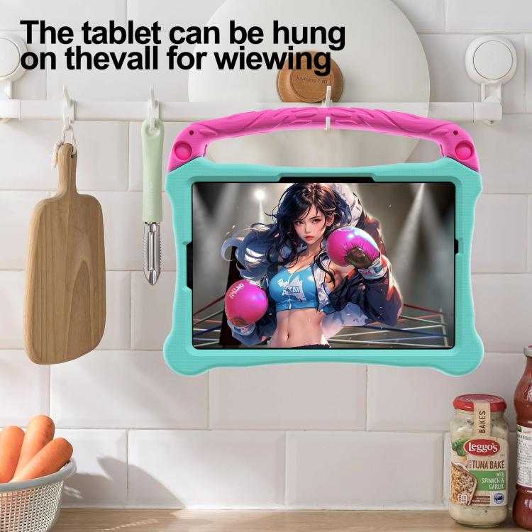 For Samsung Galaxy Tab S9 Boxing Series Kickstand EVA Shockproof Tablet Case with Shoulder Strap(Mint Rose Red) by bashfashion