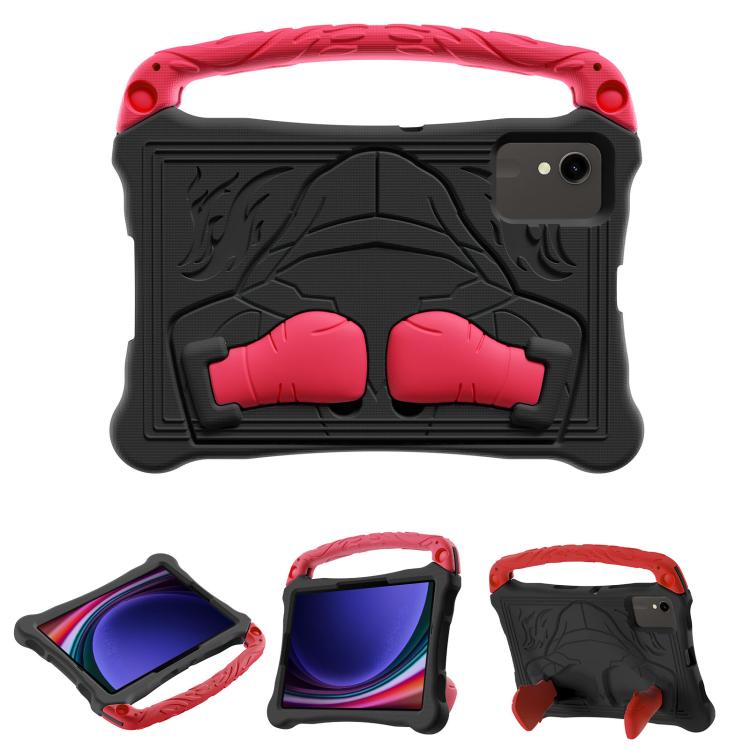 For Samsung Galaxy Tab S9 Boxing Series Kickstand EVA Shockproof Tablet Case with Shoulder Strap(Black Red) by bashfashion