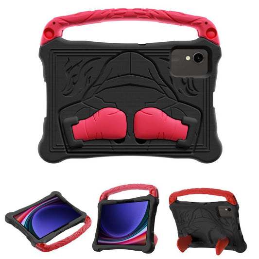 For Samsung Galaxy Tab S9 Boxing Series Kickstand EVA Shockproof Tablet Case with Shoulder Strap(Black Red) by bashfashion