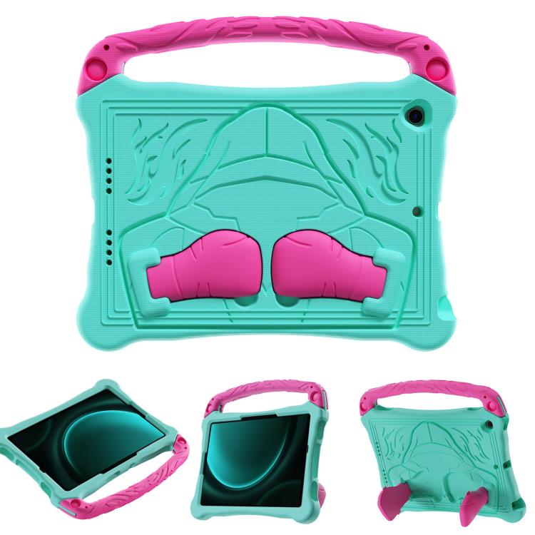 For Samsung Galaxy Tab S10 Lite / S10 FE Boxing Series Kickstand EVA Shockproof Tablet Case with Shoulder Strap(Mint Rose Red) by bashfashion