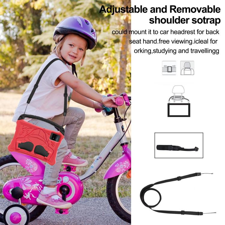 For Samsung Galaxy Tab S10 Lite / S10 FE Boxing Series Kickstand EVA Shockproof Tablet Case with Shoulder Strap(Red Black) by bashfashion