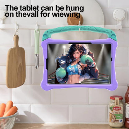 For Samsung Galaxy Tab S10 Lite / S10 FE Boxing Series Kickstand EVA Shockproof Tablet Case with Shoulder Strap(Purple Mint) by bashfashion