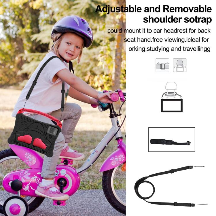 For Samsung Galaxy Tab S8 Boxing Series Kickstand EVA Shockproof Tablet Case with Shoulder Strap(Black Red) by bashfashion