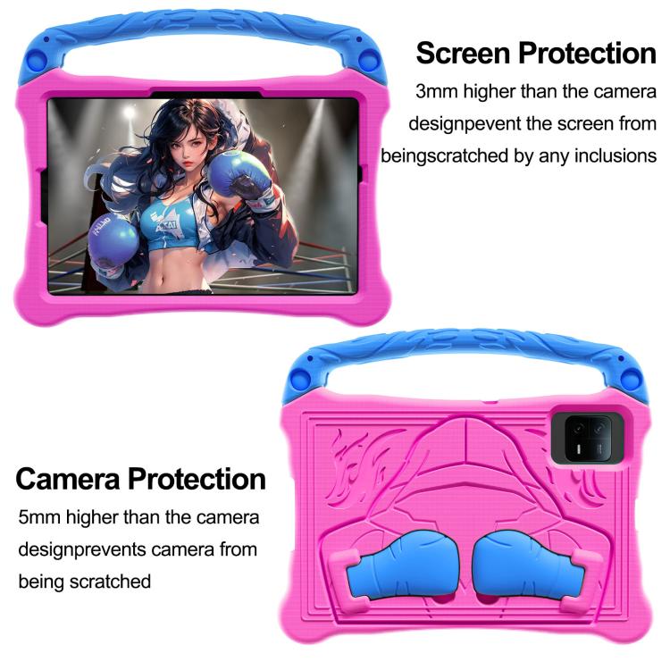 For Samsung Galaxy Tab S8 Boxing Series Kickstand EVA Shockproof Tablet Case with Shoulder Strap(Rose Red Blue) by bashfashion