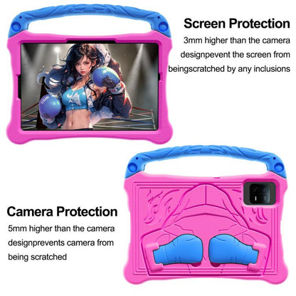 For Samsung Galaxy Tab S8 Boxing Series Kickstand EVA Shockproof Tablet Case with Shoulder Strap(Rose Red Blue) by bashfashion