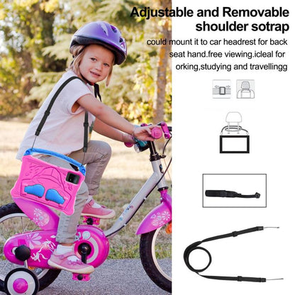 For Samsung Galaxy Tab S8 Boxing Series Kickstand EVA Shockproof Tablet Case with Shoulder Strap(Rose Red Blue) by bashfashion