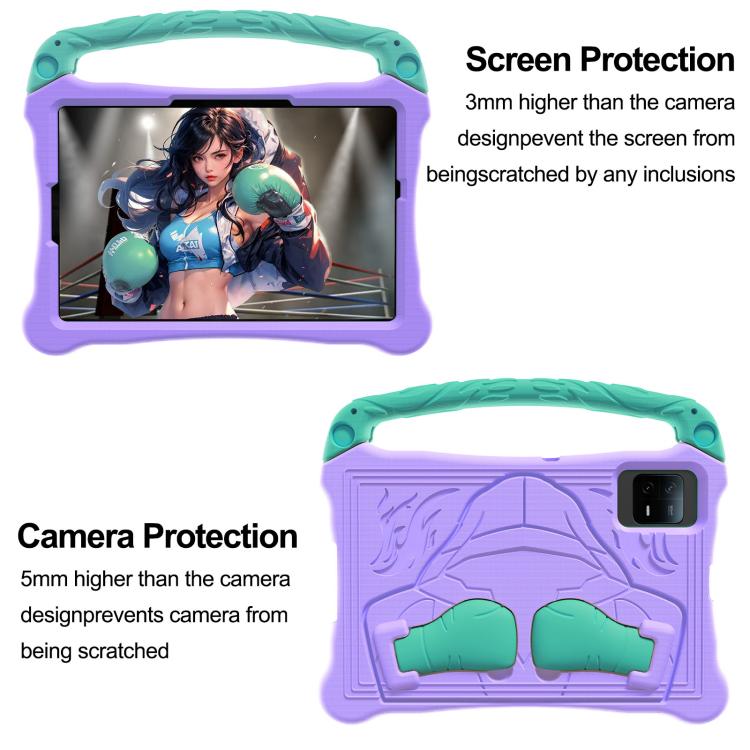 For Samsung Galaxy Tab S8 Boxing Series Kickstand EVA Shockproof Tablet Case with Shoulder Strap(Purple Mint) by bashfashion