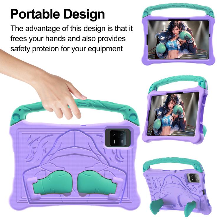 For Samsung Galaxy Tab S7 Boxing Series Kickstand EVA Shockproof Tablet Case with Shoulder Strap(Purple Mint) by bashfashion