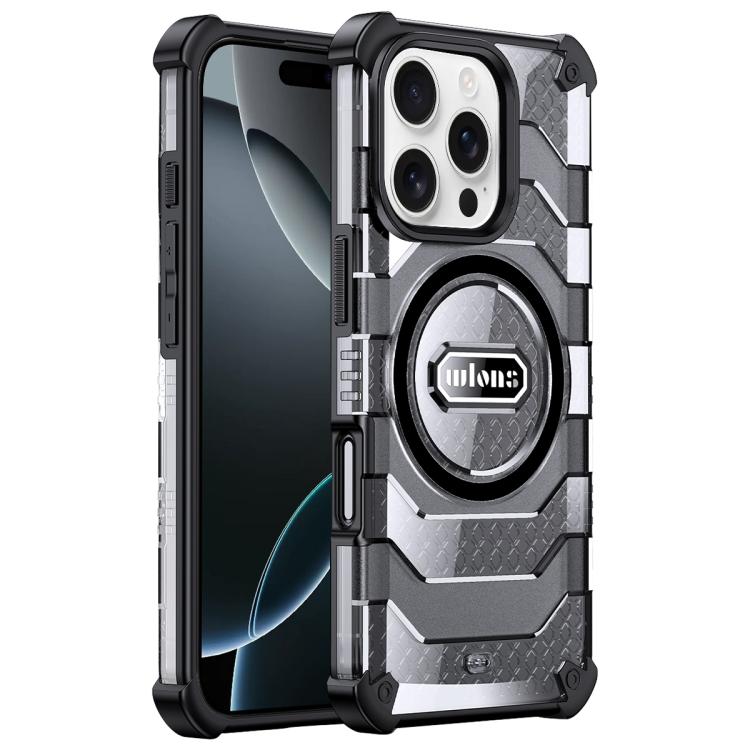 For iPhone 16 Pro Max wlons Explorer Series PC Hybrid TPU MagSafe Magnetic Case(Black) by wlons