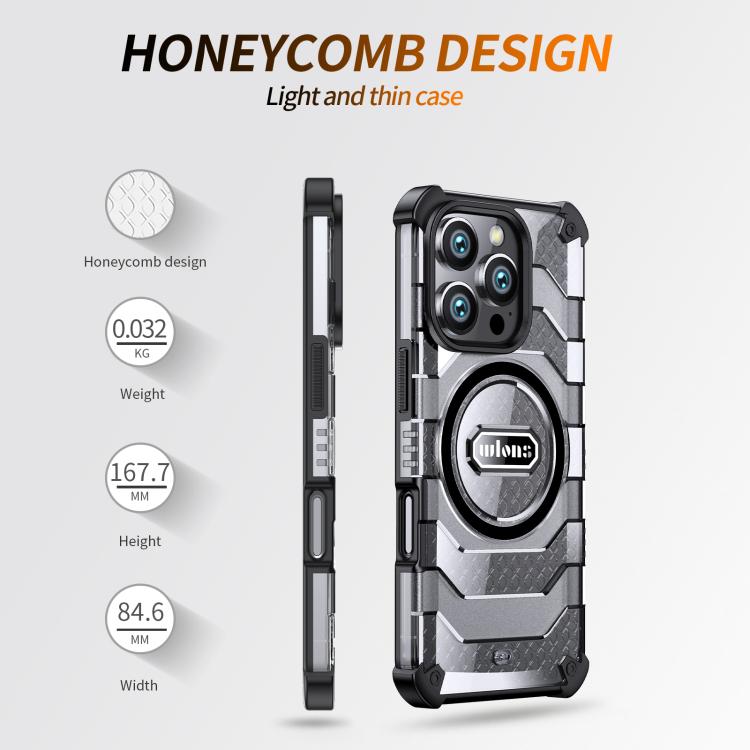 For iPhone 16 Pro Max wlons Explorer Series PC Hybrid TPU MagSafe Magnetic Case(Black) by wlons