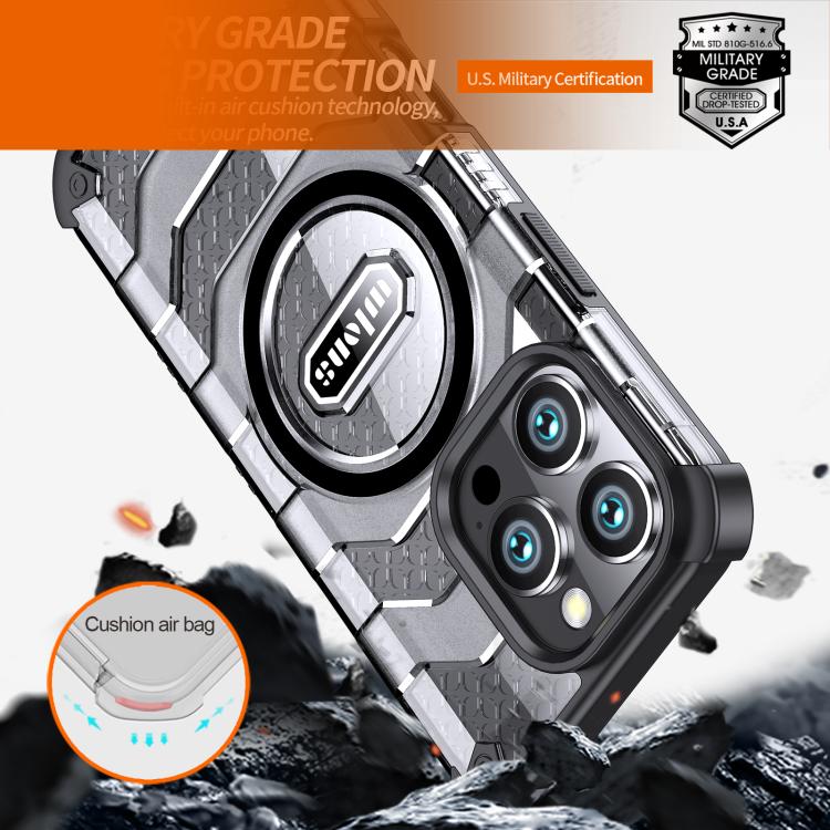 For iPhone 16 Pro Max wlons Explorer Series PC Hybrid TPU MagSafe Magnetic Case(Black) by wlons