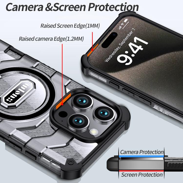 For iPhone 16 Pro Max wlons Explorer Series PC Hybrid TPU MagSafe Magnetic Case(Black) by wlons