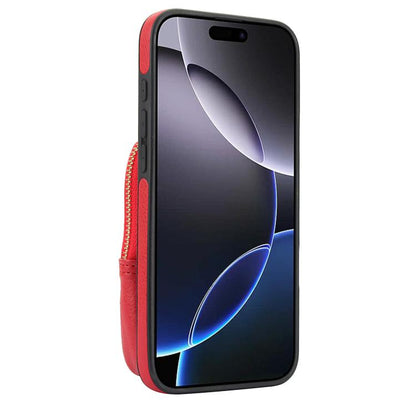 For iPhone 16 Pro AwQuer Crossbody Zipper Wallet Bag Litchi Leather Phone Case(Red) by Awquer