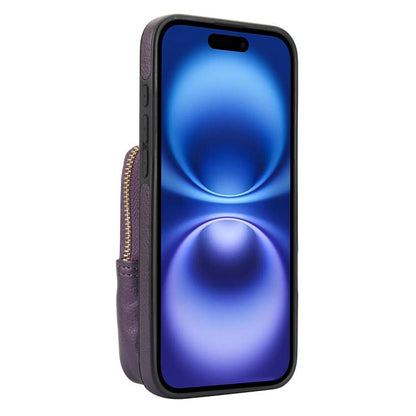 For iPhone 16 Plus AwQuer Crossbody Zipper Wallet Bag Litchi Leather Phone Case(Dark Purple) by Awquer