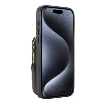 For iPhone 15 Pro AwQuer Crossbody Zipper Wallet Bag Litchi Leather Phone Case(Black) by Awquer