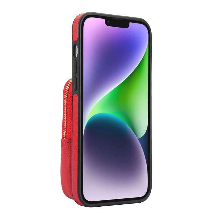 For iPhone 14 / 13 AwQuer Crossbody Zipper Wallet Bag Litchi Leather Phone Case(Red) by Awquer