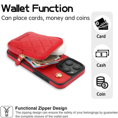 For iPhone 14 / 13 AwQuer Crossbody Zipper Wallet Bag Litchi Leather Phone Case(Red) by Awquer