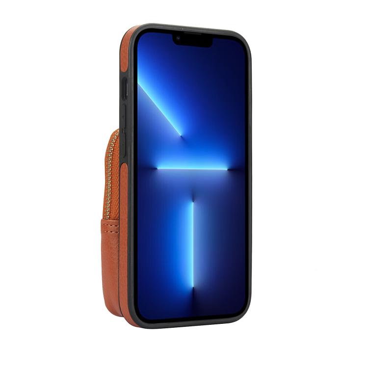 For iPhone 14 Pro Max AwQuer Crossbody Zipper Wallet Bag Litchi Leather Phone Case(Brown) by Awquer