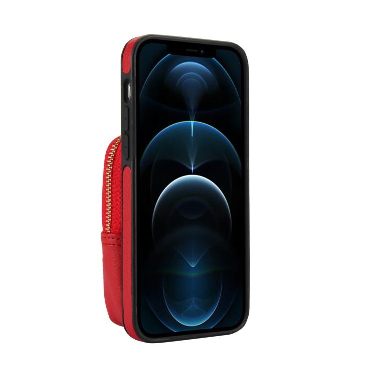 For iPhone 12 / 12 Pro AwQuer Crossbody Zipper Wallet Bag Litchi Leather Phone Case(Red) by Awquer