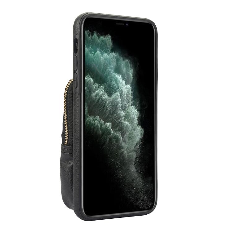 For iPhone 11 Pro Max AwQuer Crossbody Zipper Wallet Bag Litchi Leather Phone Case(Black) by Awquer