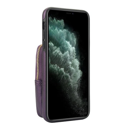 For iPhone 11 Pro AwQuer Crossbody Zipper Wallet Bag Litchi Leather Phone Case(Dark Purple) by Awquer