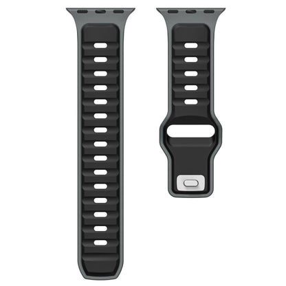 For Apple Watch 42mm / 41mm / 40mm / 38mm Norman Buckle Two-color Silicone Watch Band(Grey Black) by bashfashion