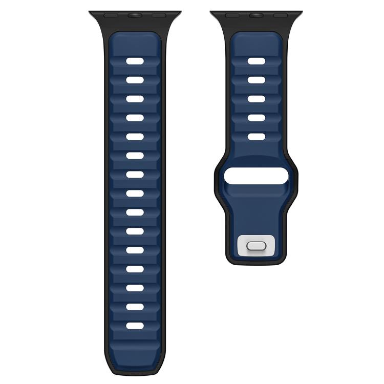 For Apple Watch 42mm / 41mm / 40mm / 38mm Norman Buckle Two-color Silicone Watch Band(Blue Black) by bashfashion