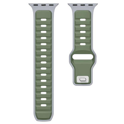 For Apple Watch 42mm / 41mm / 40mm / 38mm Norman Buckle Two-color Silicone Watch Band(Light Green Grey) by bashfashion