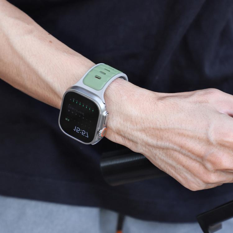 For Apple Watch 42mm / 41mm / 40mm / 38mm Norman Buckle Two-color Silicone Watch Band(Light Green Grey) by bashfashion