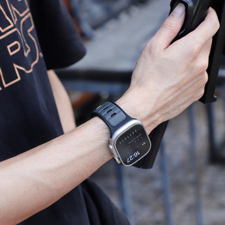 For Apple Watch 42mm / 41mm / 40mm / 38mm Norman Buckle Two-color Silicone Watch Band(Midnight Black) by bashfashion