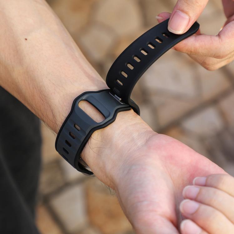 For Apple Watch 42mm / 41mm / 40mm / 38mm Norman Buckle Two-color Silicone Watch Band(Midnight Black) by bashfashion