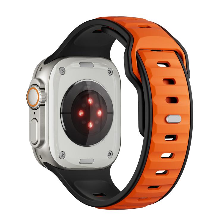 For Apple Watch 46mm / 49mm / 45mm / 44mm Norman Buckle Two-color Silicone Watch Band(Black Orange) by bashfashion