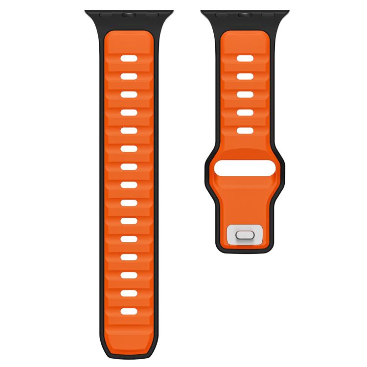 For Apple Watch 46mm / 49mm / 45mm / 44mm Norman Buckle Two-color Silicone Watch Band(Black Orange) by bashfashion
