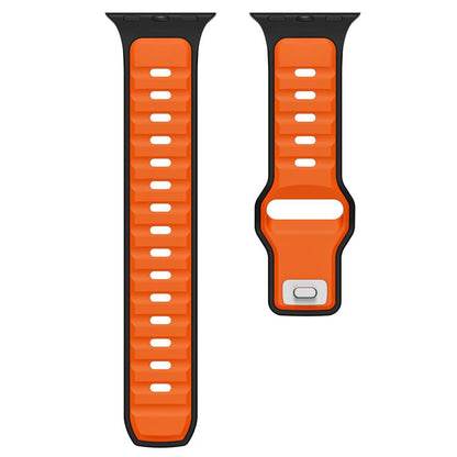 For Apple Watch 46mm / 49mm / 45mm / 44mm Norman Buckle Two-color Silicone Watch Band(Black Orange) by bashfashion