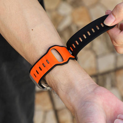 For Apple Watch 46mm / 49mm / 45mm / 44mm Norman Buckle Two-color Silicone Watch Band(Black Orange) by bashfashion