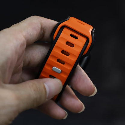 For Apple Watch 46mm / 49mm / 45mm / 44mm Norman Buckle Two-color Silicone Watch Band(Black Orange) by bashfashion