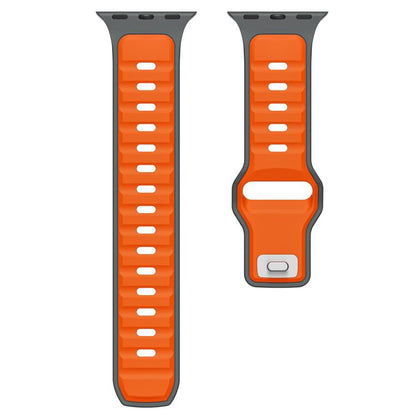 For Apple Watch 46mm / 49mm / 45mm / 44mm Norman Buckle Two-color Silicone Watch Band(Grey Orange) by bashfashion