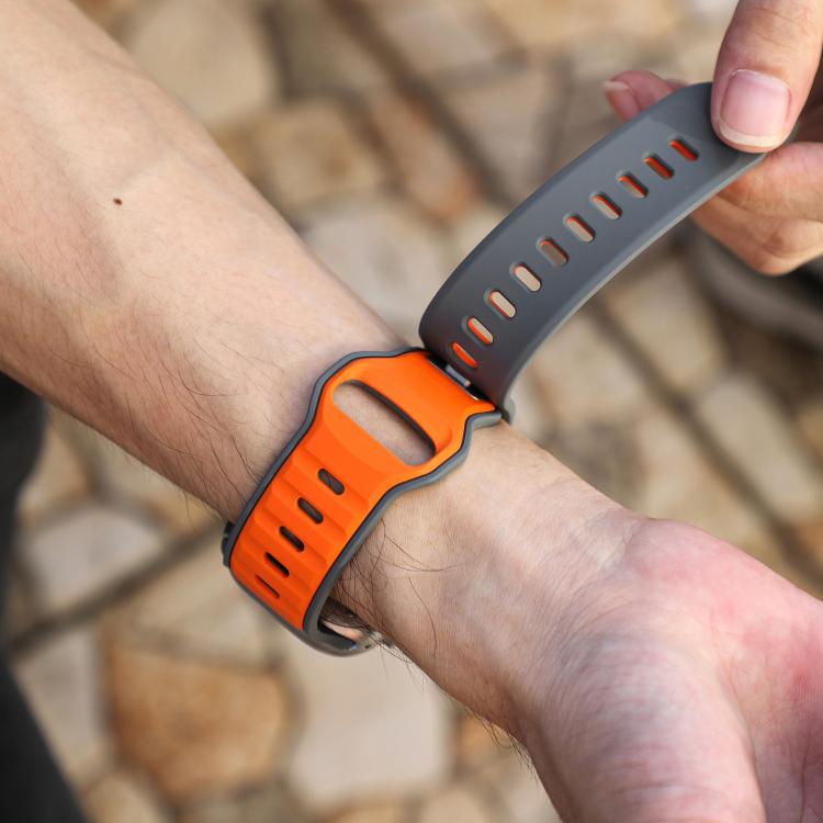 For Apple Watch 46mm / 49mm / 45mm / 44mm Norman Buckle Two-color Silicone Watch Band(Grey Orange) by bashfashion