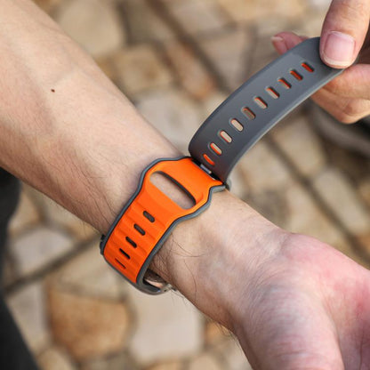 For Apple Watch 46mm / 49mm / 45mm / 44mm Norman Buckle Two-color Silicone Watch Band(Grey Orange) by bashfashion