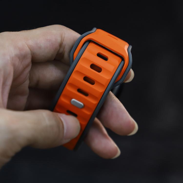 For Apple Watch 46mm / 49mm / 45mm / 44mm Norman Buckle Two-color Silicone Watch Band(Grey Orange) by bashfashion
