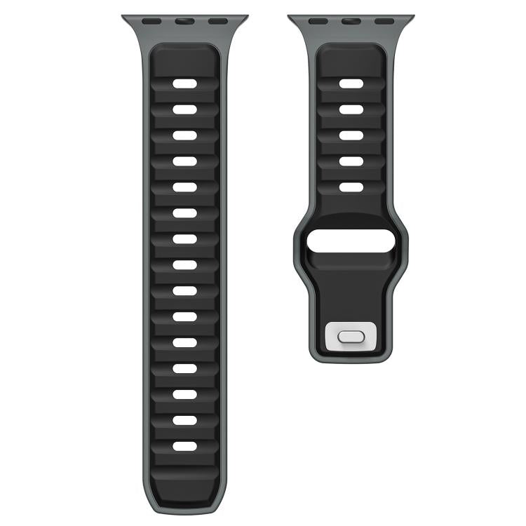 For Apple Watch 46mm / 49mm / 45mm / 44mm Norman Buckle Two-color Silicone Watch Band(Grey Black) by bashfashion