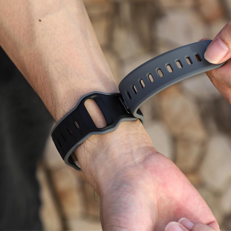 For Apple Watch 46mm / 49mm / 45mm / 44mm Norman Buckle Two-color Silicone Watch Band(Grey Black) by bashfashion