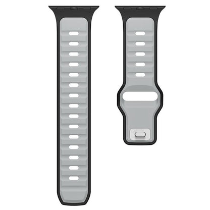 For Apple Watch 46mm / 49mm / 45mm / 44mm Norman Buckle Two-color Silicone Watch Band(Light Grey Black) by bashfashion