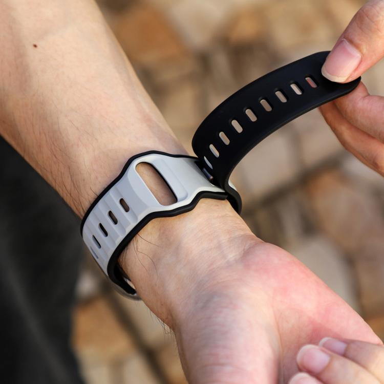 For Apple Watch 46mm / 49mm / 45mm / 44mm Norman Buckle Two-color Silicone Watch Band(Light Grey Black) by bashfashion